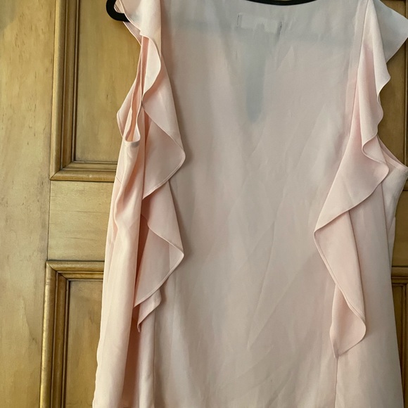 Eloquii Sheer Pink Blouse with Ruffles and trim tie size 14 - Picture 7 of 8